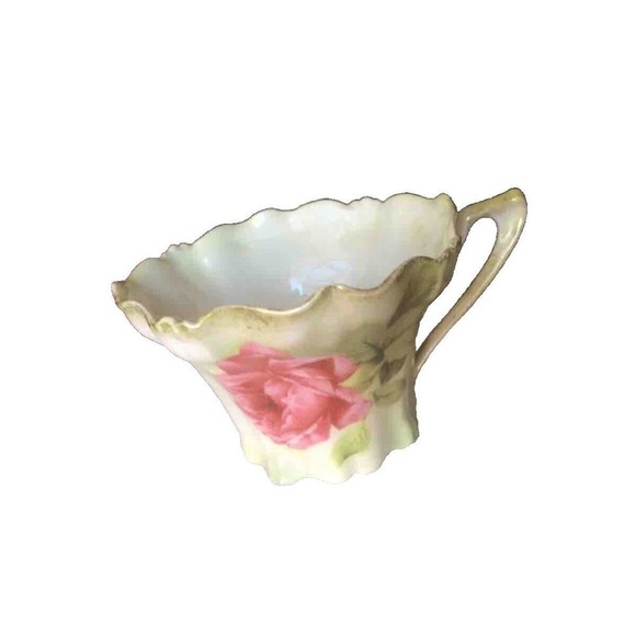 Antique R S Prussia Porcelain Demitasse Cup Pink Rose Scallop Rim Cup Only - Picture 2 of 6